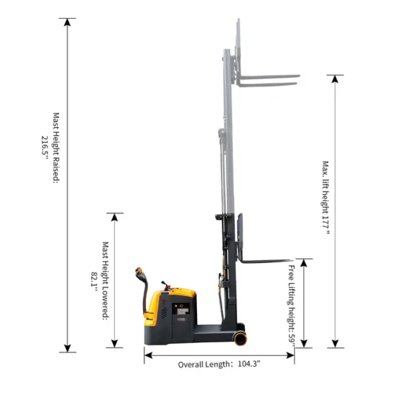 Counterbalanced Electric Stacker 3300lbs 177" High A-3032