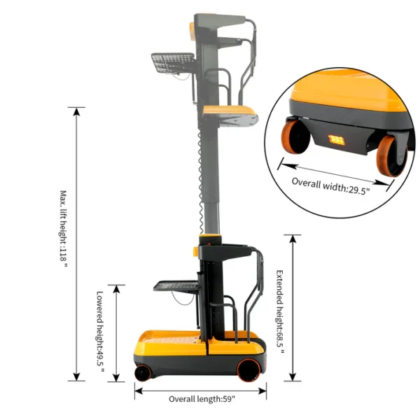 Fully Electric Mini Order Picker With Load Tray